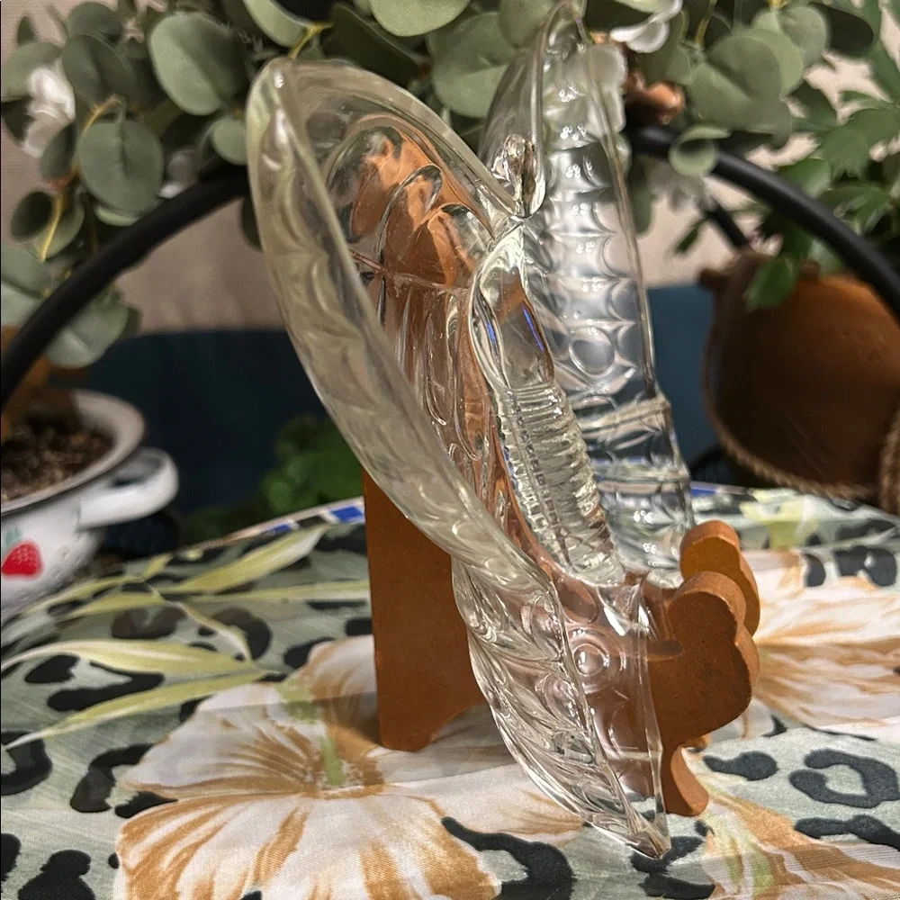 1960s Glass Butterfly Dish With Gold Rim Retro Vintage Trinket Jewelry Dish
